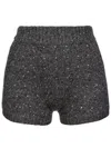 Pinko Sequin-embellished Knitted Shorts In Grey