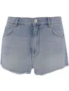 Pinko Blue Cotton Blend Denim Shorts In Lavaggio Chiaro