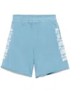 Pinko Light Blue Shorts With Elastic Waist And Logo Print On The Legs In Cotton Woman In Multicolor
