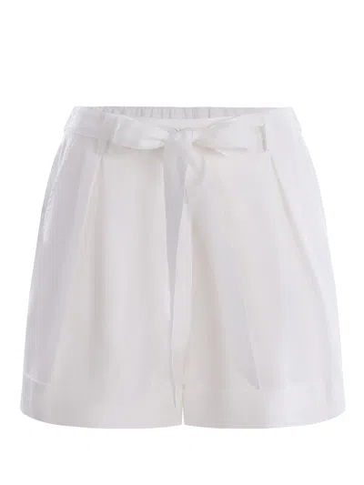 Pinko Shorts  Primula Made Of Slub Linen In Bianco