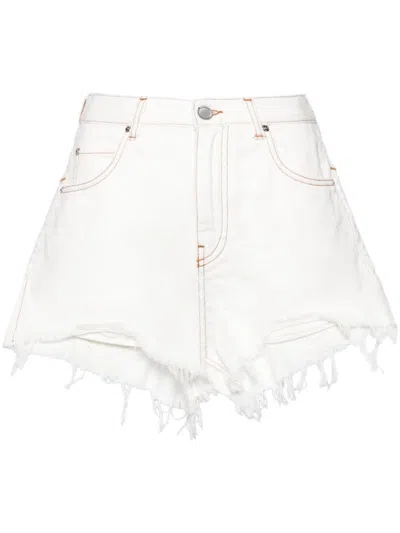 Pinko Ausgefranste Honey Jeans-shorts In Bianco