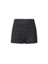 Pinko Sequin-embellished Knitted Shorts In Grey Black