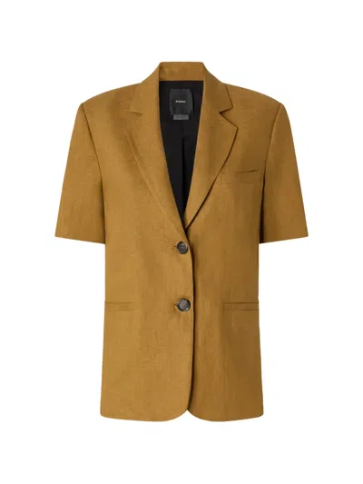 Pinko Short-sleeve Blazer In Brown