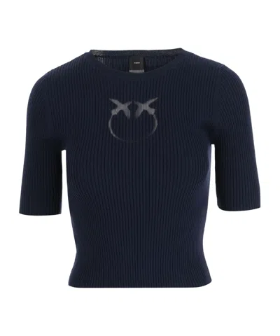Pinko Short-sleeved Sweater In Blue
