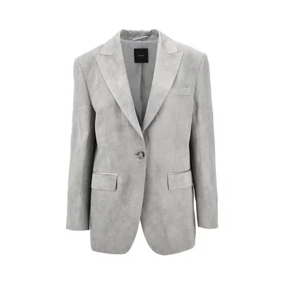 Pinko Shot Satin Single-breasted Jacket In Grey