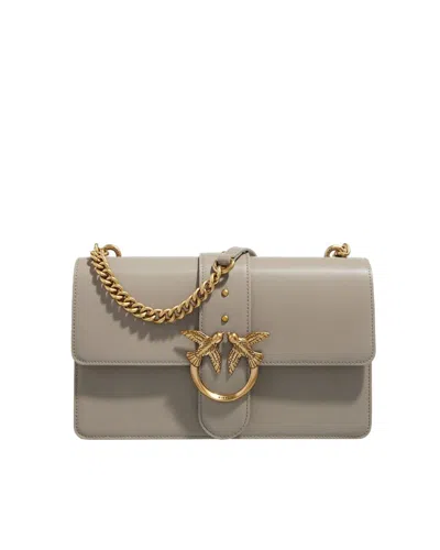 Pinko Love One Classic Logo Plaque Shoulder Bag In Neutro