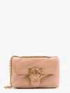 Pinko Patent Material Shoulder Bag With Love Birds Buckle In Beige