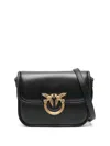 Pinko Love Box Black Crossbody Bag With Love Birds Plaque On The Front In Leather Woman In Black