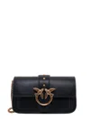 Pinko Leather Mini Love Shoulder Bag In Black