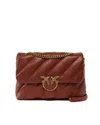 Pinko Quilted Chain Strap Satchel Bird Embellishment In Brown