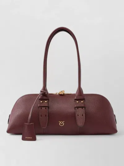 Pinko Shoulder Bag Double Handles Buckle Accents In Burgundy