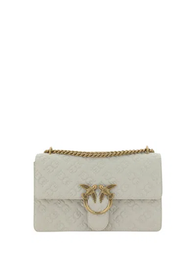 Pinko Shoulder Bag Love In Bianco Seta-antique Gold