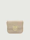 Pinko Beige Leather Crossbody Bag In Sand