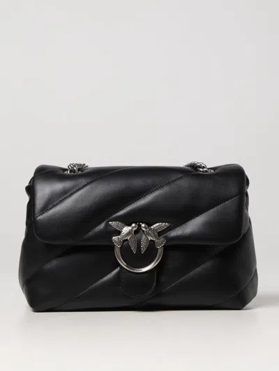 Pinko Big Love Bag Puff Maxi Quilt In Nero-old Silver