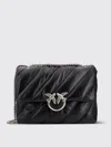 Pinko Quilted Sheepskin Leather Shoulder Bag With Silver Hardware In Black