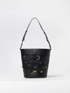 Pinko Metal Buckle Bucket Bag With Adjustable Strap In Black