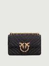 Pinko Love One Mini Matelassé Leather Shoulder Bag In Black