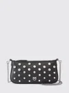 Pinko Petit Sac Porté Épaule Mini Half Moon Baguette En Cuir À Strass In Black