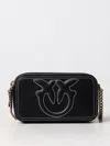 Pinko Borsa A Tracolla Nera Carrie Con Logo Love Birds In Rilievo In Black