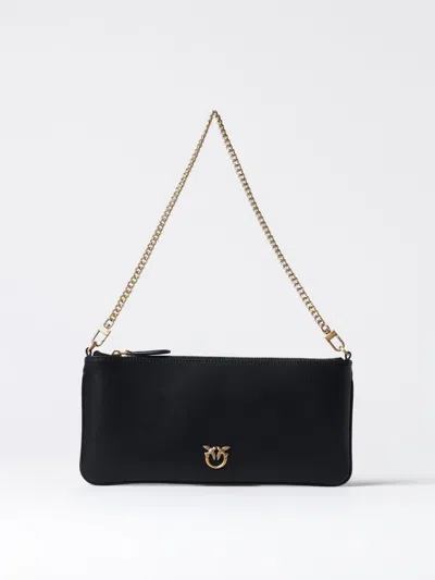 Pinko Love Birds-plaque Shoulder Bag In Black