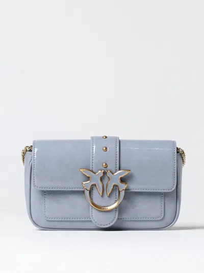 Pinko Love One Pocket Chained Shoulder Bag In Blue