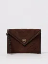 Pinko Suede Clutch In Brown