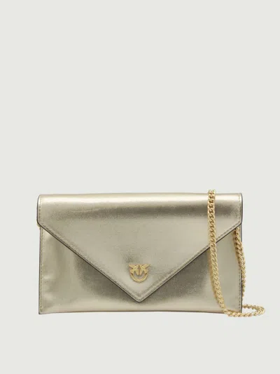 Pinko Gold Tone Leather Crossbody Bag