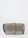 Pinko Love One Slouchy Baby Monogram Leather Crossbody Bag In Silver