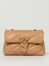 Pinko Diagonal-quilted Leather Shoulder Bag In Sand