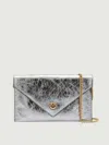 Pinko Silver Tone Leather Crossbody Bag In Silver