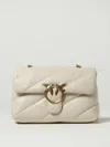 Pinko Love Puff Quilted Nappa Leather Crossbody Bag In Neutral