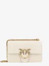 Pinko Leather Shoulder Bag With Love Birds Diamond Cut Buckle In White