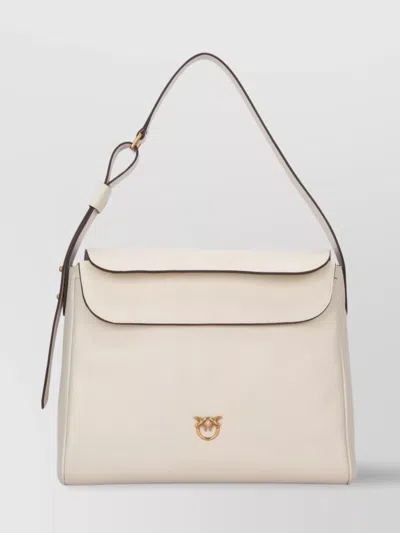 Pinko Shoulder Bag With Adjustable Strap And Contrast Piping In Neutral