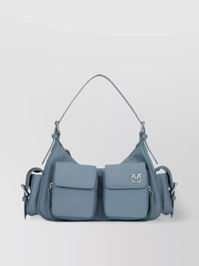 Pinko Shoulder Bag With Adjustable Strap And Exterior Pockets In Blue