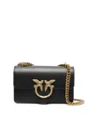 Pinko Shoulder Bag With Gold-tone Bird Clasp And Chain Strap In Black