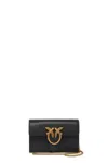 Pinko Shoulder Bag With Gold-tone Emblem And Chain Strap In Black