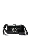 Pinko Slouchy Love Bag Soft Handbag With Fringes And Shoulder Strap In Black