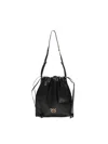 Pinko Drawstring Leather Shoulder Bag In Black
