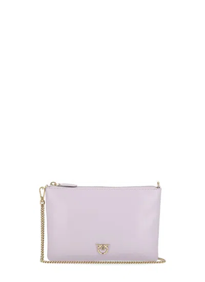 Pinko Shoulder Bag With Logo Plaque In Pink & Purple