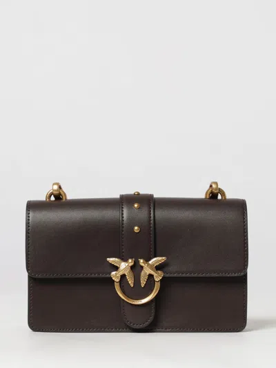 Pinko Small Love Studded Shoulder Bag In Brown
