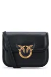 Pinko Love Box Black Crossbody Bag With Love Birds Plaque On The Front In Leather Woman In Black