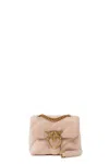 Pinko Quilted Beige Shoulder Bag With Gold-tone Clasp In Multi