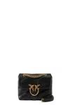 Pinko Quilted Black Leather Shoulder Bag In Black