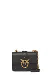 Pinko Leather Shoulder Bag With Signature Gold-tone Clasp In Black