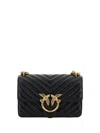 Pinko Love One Mini Matelassé Leather Shoulder Bag In Black