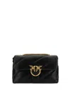 Pinko Quilted Chain Shoulder Bag With Gold-tone Hardware In Black