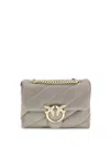 Pinko Love Quilted Logo-embellished Shoulder Bag In Gray