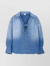Pinko Blue Blouse With V-neck On The Front And Dropped Shoulders