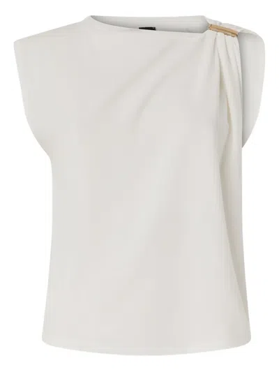 Pinko Sleeveless Relaxed Top Asymmetric Metal Detail In White