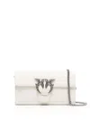 Pinko Love Icon Mini Crossbody Bag In White+white-old Silver